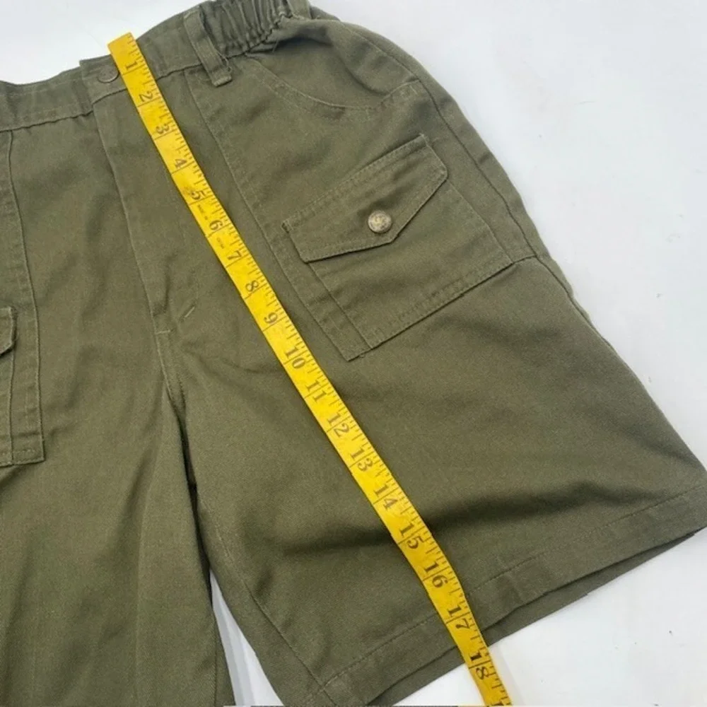 BOY SCOUTS BSA Official Uniform Cargo Shorts Youth 14 Green Elastic Waist cotton